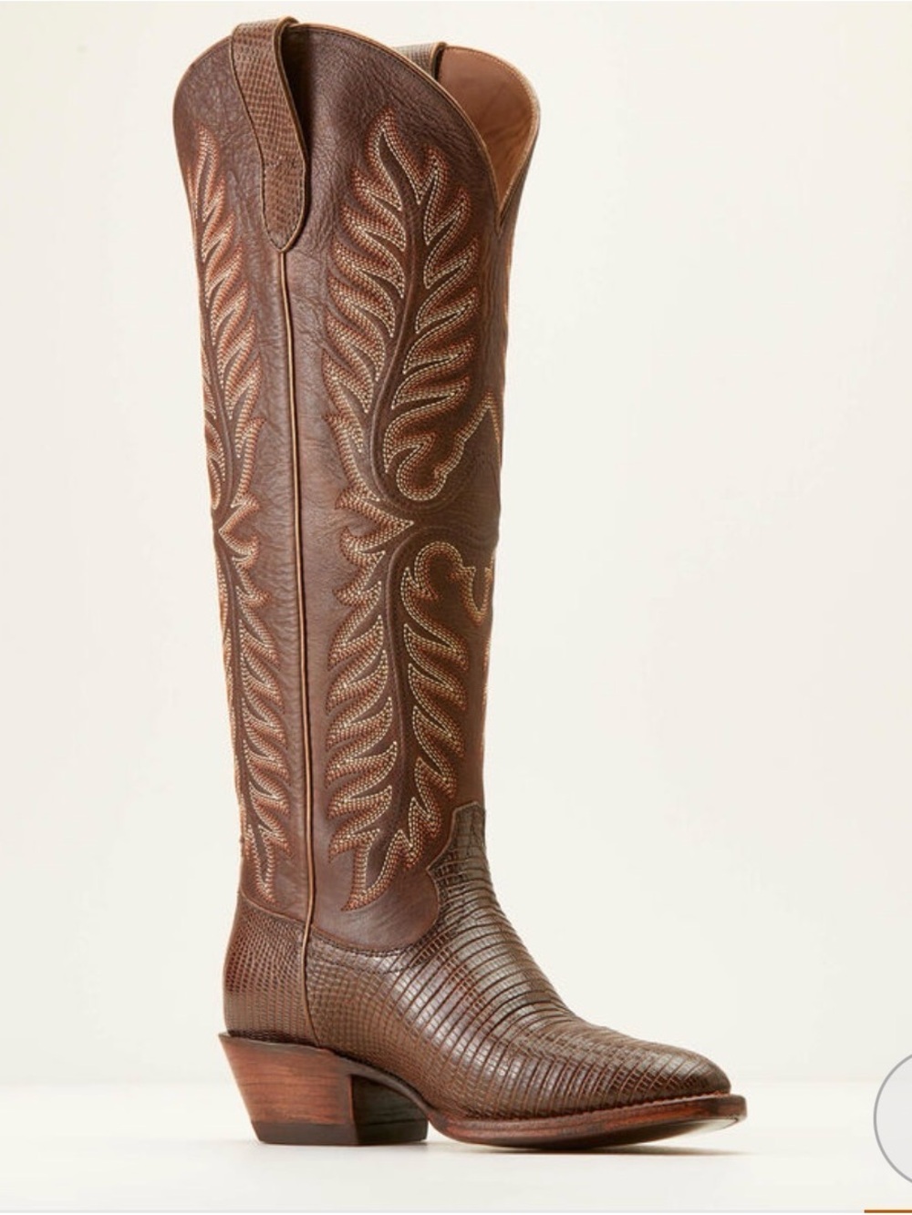 NWT Ariat Chocolate Brown Embossed Lizard-Texture Knee-High Western Boot SZ 9 - Picture 6 of 16
